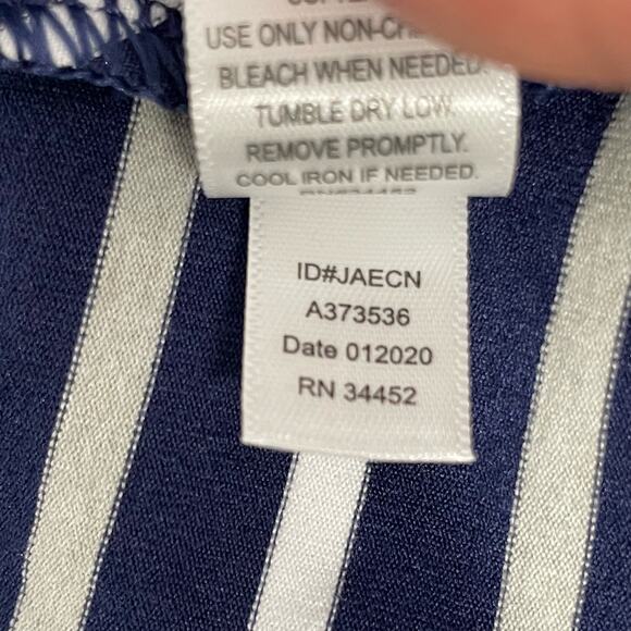 Cuddl Duds Flexwear Maxi Dress navy blue white stripes size S - Picture 5 of 14